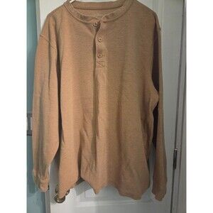 ! LL Bean Unshrinkable Mini-Waffle Henley , Long Sleeve Traditional Fit XL REG